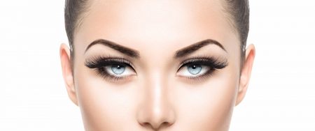 High fashion beauty model girl with black make up and long lushes